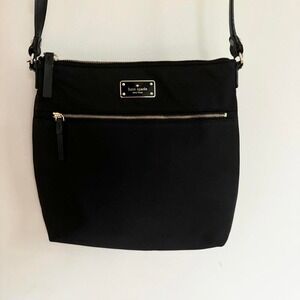 Kate Spade Black Nylon Crossbody Bag Adjustable Strap Gold Tone Hardware